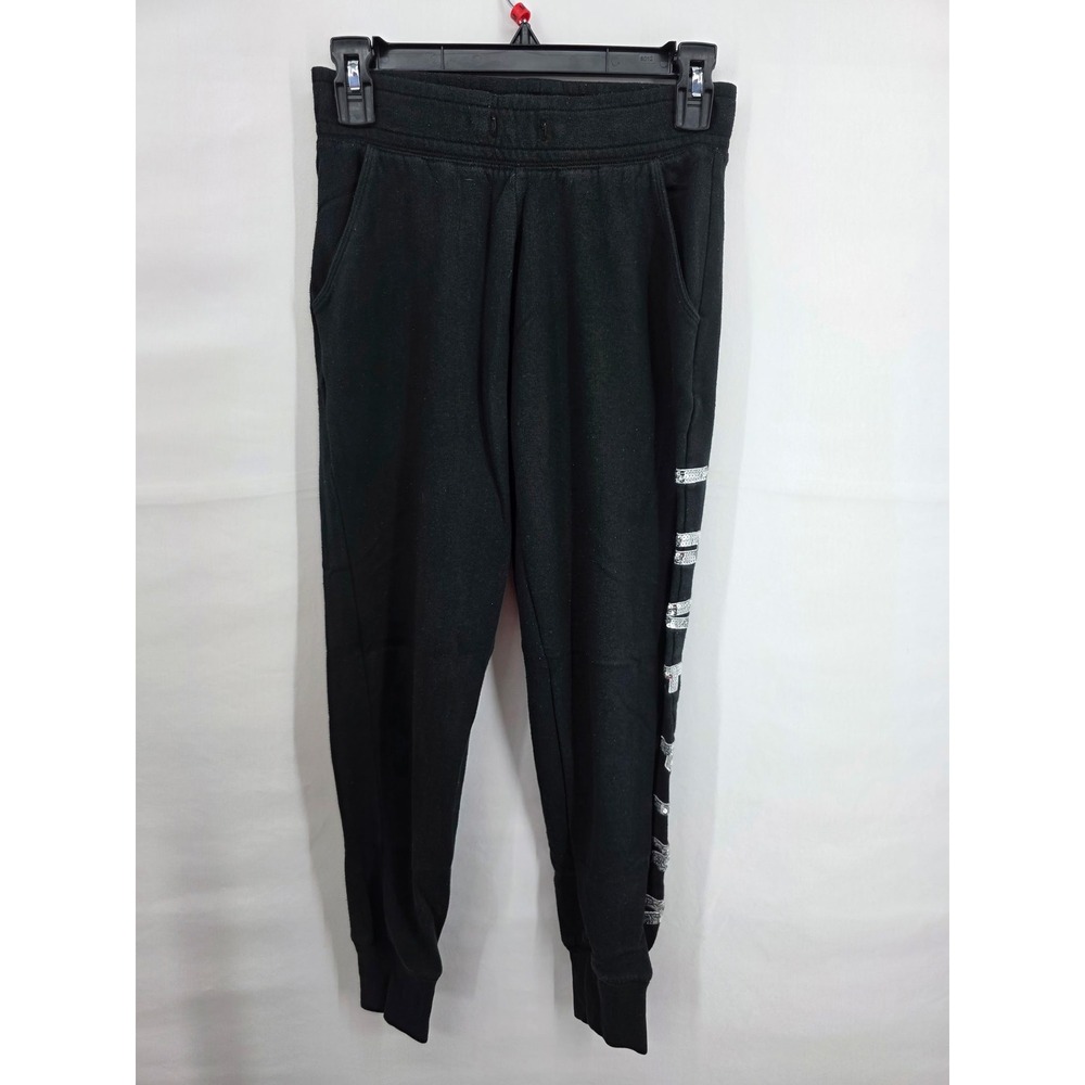 Victoria's Secret PINK Black Sequin Love Pink Skinny Jogger Sweatpants XS